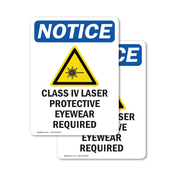 Signmission Radiation & Laser Sign, 7 in H x 5 in W, Vinyl Decal, Rectangle OS-2PACK-NS-D-57-V-10605 - main